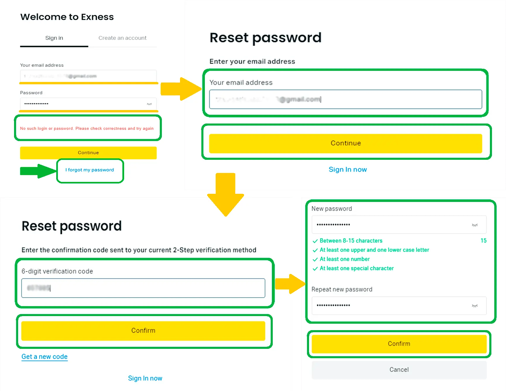 恢復帐户登入权限以登入 Exness