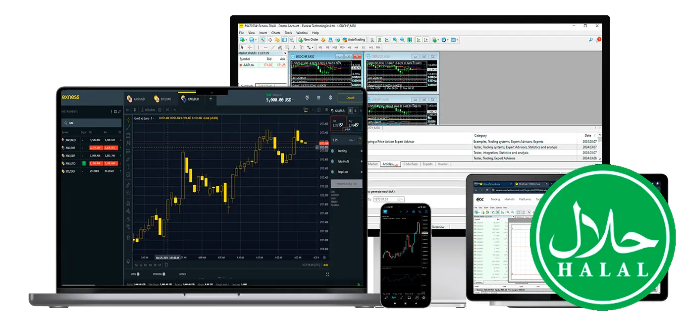 所有可使用 Exness MT5 清真伊斯兰帐户的设备
