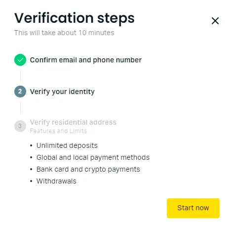 exness-最低存款额取决于帐户核实