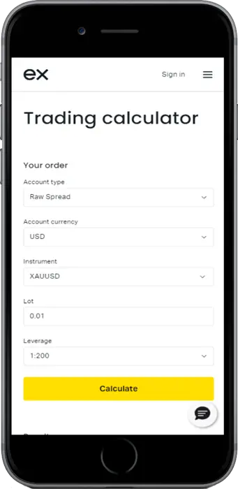 移动端-Exness 计算器